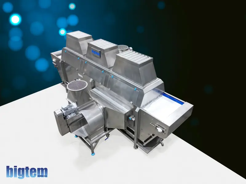 Bigtem ambient air cooling conveyor with fan hoods