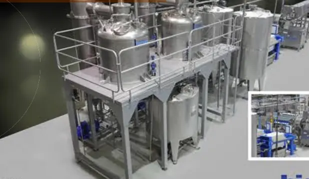 Stainless steel tanks and process skids for fruit paste production