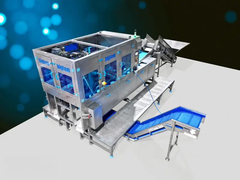 Bigtem floretting machines with infeed and discharge conveyors
