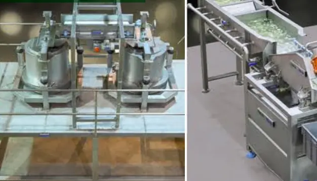 Fresh-cut vegetable washing and spin drying equipment