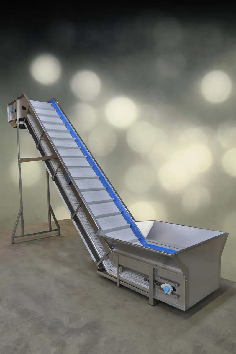 Bigtem modular belt gooseneck elevator in stainless steel
