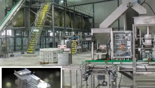 Olive processing line with tanks, elevators and filling equipment