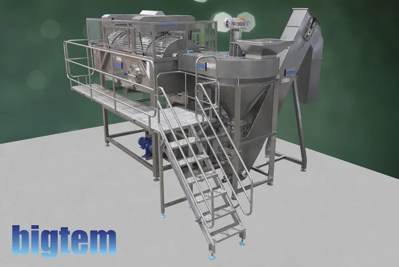 Bigtem potato receiving, destoning and washing module
