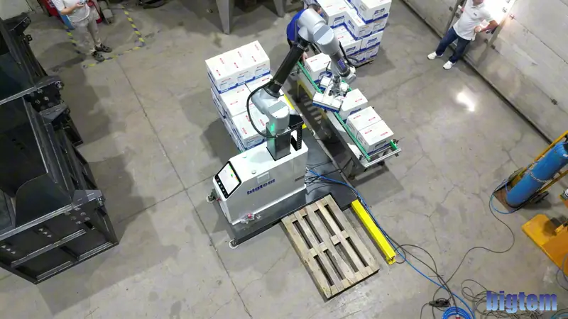 Bigtem robot palletizer stacking cartons onto a pallet