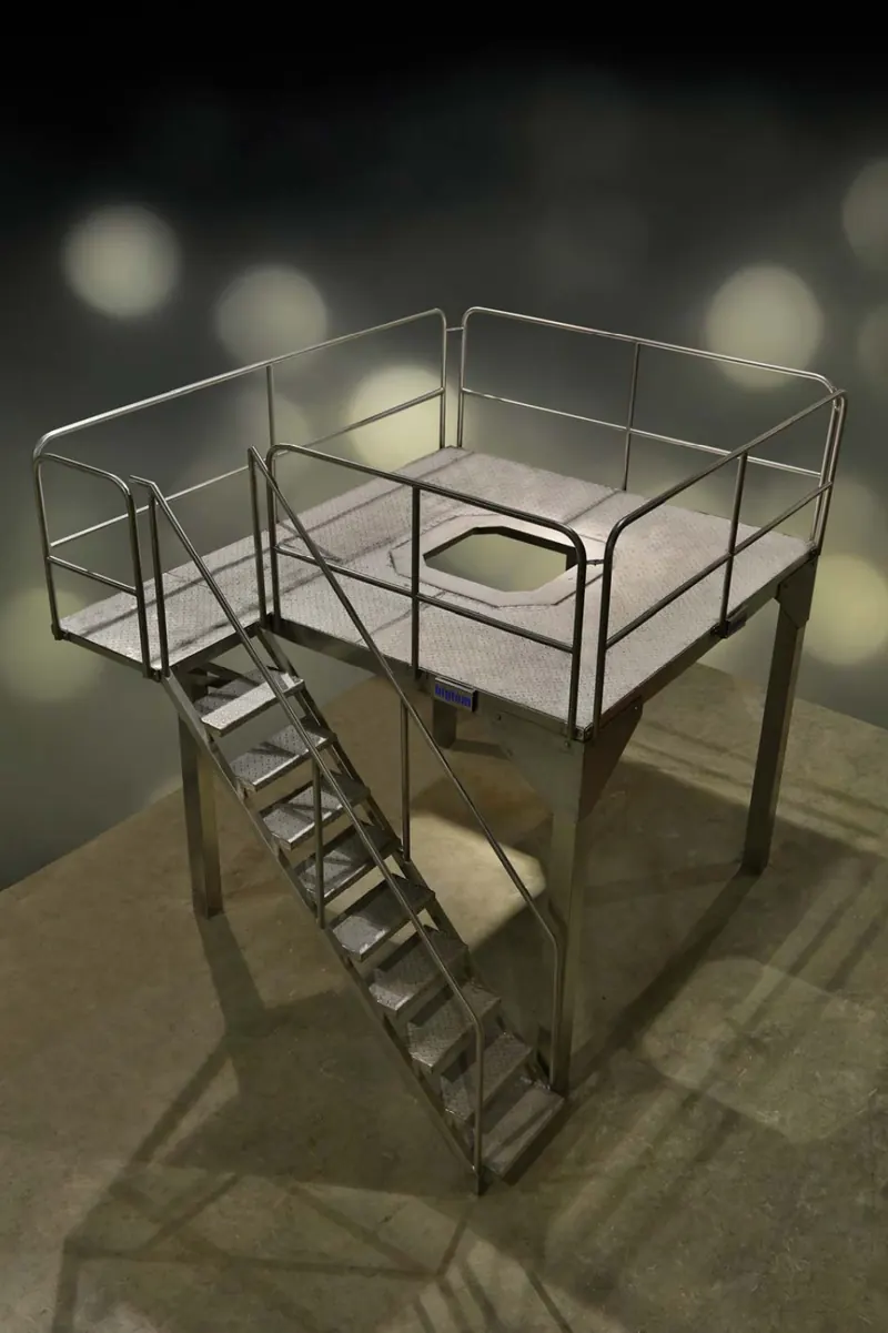 Bigtem stainless steel service platform with stairs and handrails