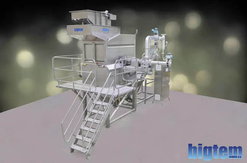 Bigtem DORUK steam peeling system with pressure vessel, service platform and steam exhaust