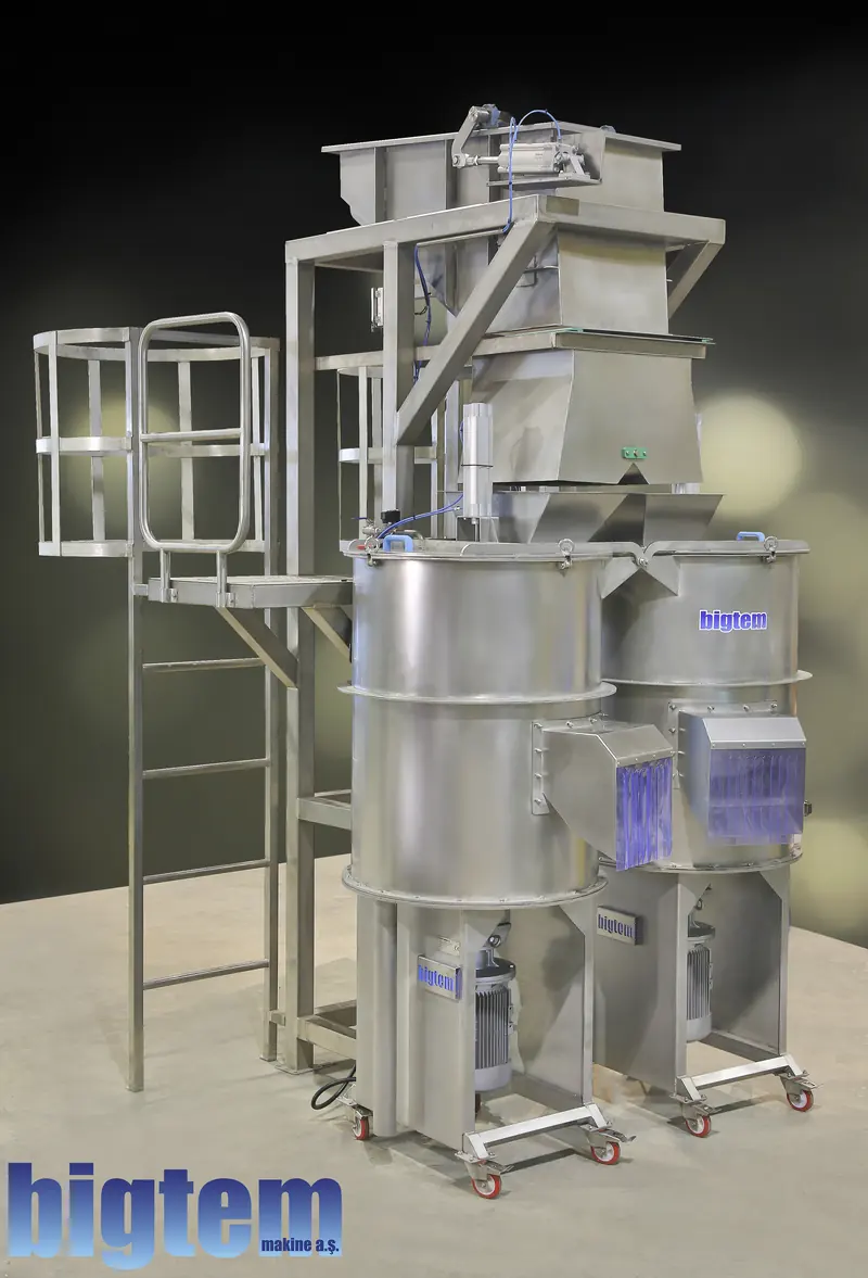Bigtem vertical abrasive peeler for batch peeling